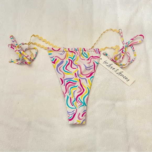 New! For Love And Lemons Colorful Tie Waist Cheeky Bikini Bottom M 1939 - Picture 2 of 7
